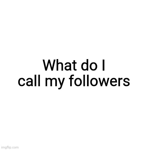 I'm asking you and followers for reccomendations | What do I call my followers | image tagged in memes,blank transparent square,followers | made w/ Imgflip meme maker