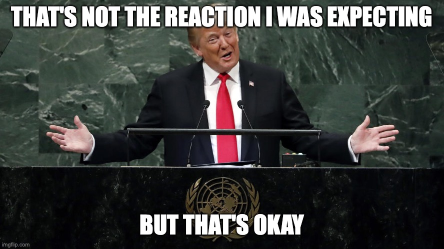 Laughing Stock | THAT'S NOT THE REACTION I WAS EXPECTING BUT THAT'S OKAY | image tagged in laughing stock | made w/ Imgflip meme maker
