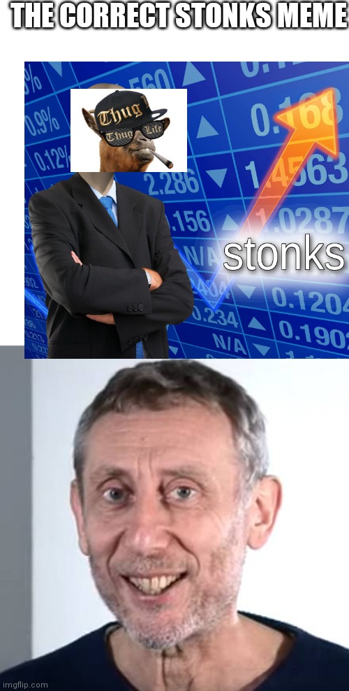 Yep,its nice | THE CORRECT STONKS MEME | image tagged in nice michael rosen | made w/ Imgflip meme maker