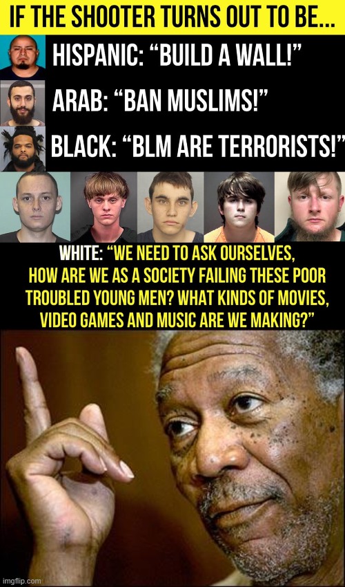 image tagged in mass shooting racist hypocrisy,this morgan freeman | made w/ Imgflip meme maker