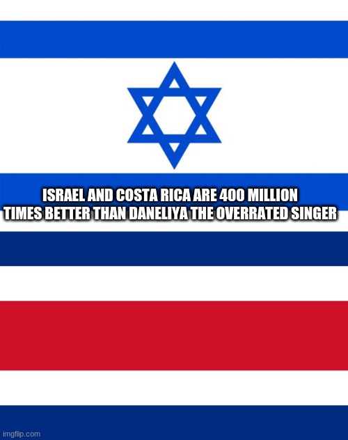 ISRAEL AND COSTA RICA ARE 400 MILLION TIMES BETTER THAN DANELIYA THE OVERRATED SINGER | image tagged in meme israel | made w/ Imgflip meme maker