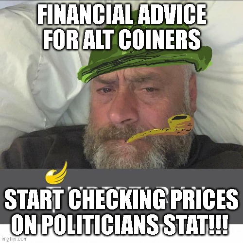 Alt Coiners | FINANCIAL ADVICE FOR ALT COINERS; START CHECKING PRICES ON POLITICIANS STAT!!! | image tagged in bitcoin,doge | made w/ Imgflip meme maker