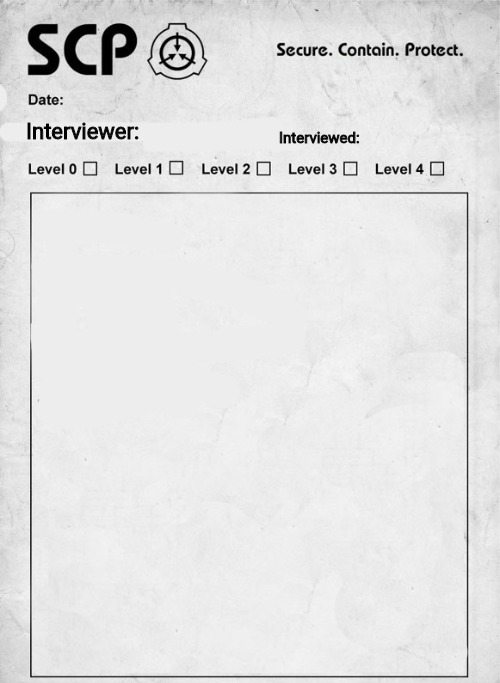 High Quality SCP interview document Blank Meme Template
