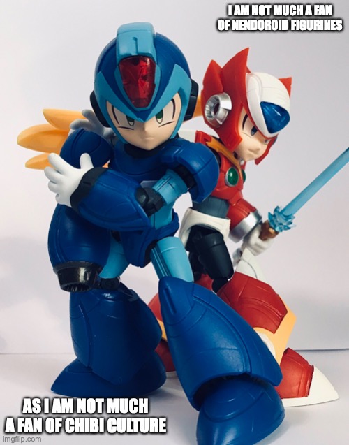 Mega Man X Nendoroid Figurines | I AM NOT MUCH A FAN OF NENDOROID FIGURINES; AS I AM NOT MUCH A FAN OF CHIBI CULTURE | image tagged in figurines,megaman,megaman x,memes | made w/ Imgflip meme maker