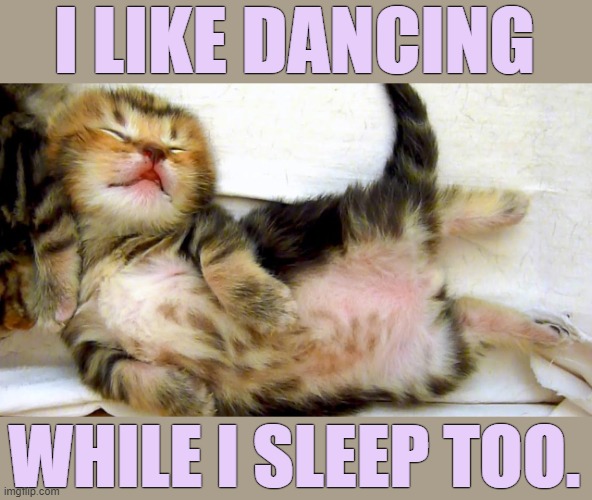 I LIKE DANCING WHILE I SLEEP TOO. | made w/ Imgflip meme maker