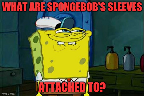 Ever noticed this? | WHAT ARE SPONGEBOB'S SLEEVES; ATTACHED TO? | image tagged in memes,don't you squidward,funny | made w/ Imgflip meme maker