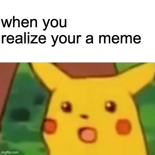 Surprised Pikachu Meme | when you realize your a meme | image tagged in memes,surprised pikachu | made w/ Imgflip meme maker