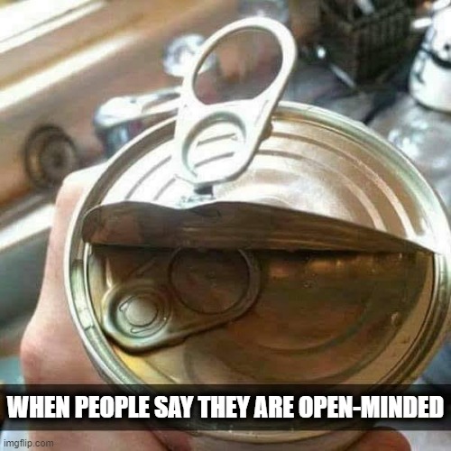WHEN PEOPLE SAY THEY ARE OPEN-MINDED | image tagged in memes,open,mind,funny | made w/ Imgflip meme maker