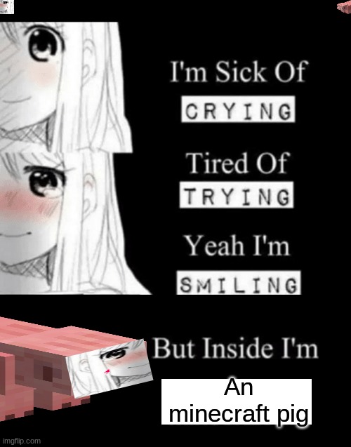 I'm Sick Of Crying | An minecraft pig | image tagged in i'm sick of crying | made w/ Imgflip meme maker