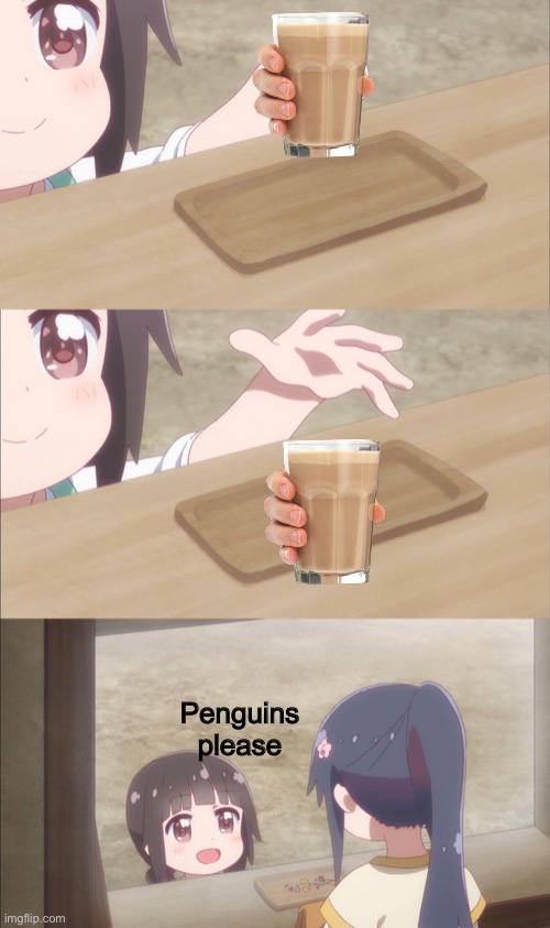 Yuu buys a cookie | Penguins please | image tagged in yuu buys a cookie | made w/ Imgflip meme maker