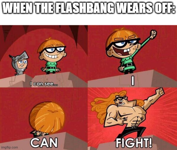 flashbangs in video games | WHEN THE FLASHBANG WEARS OFF: | image tagged in i can see - i can fight,video games | made w/ Imgflip meme maker