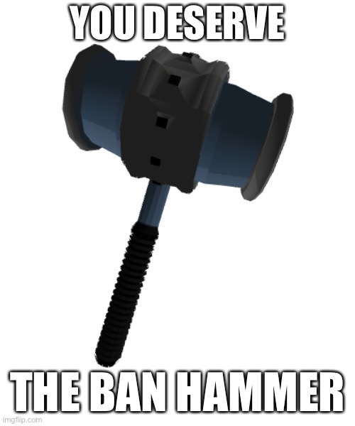 Ban Hammer Roblox Meme | YOU DESERVE; THE BAN HAMMER | image tagged in memes,roblox,roblox meme,banned from roblox,ban hammer,banned | made w/ Imgflip meme maker