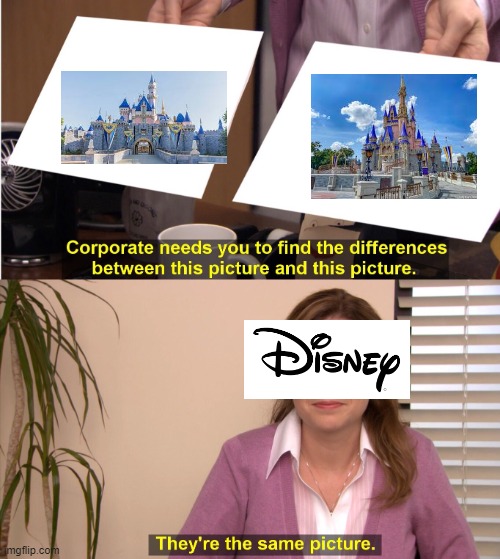 Anyway, ever ridden on the Disneyland Railroad? (Did someone do this already idk) | image tagged in memes,they're the same picture,disneyland,magic kingdom,disney,disneyland railroad | made w/ Imgflip meme maker