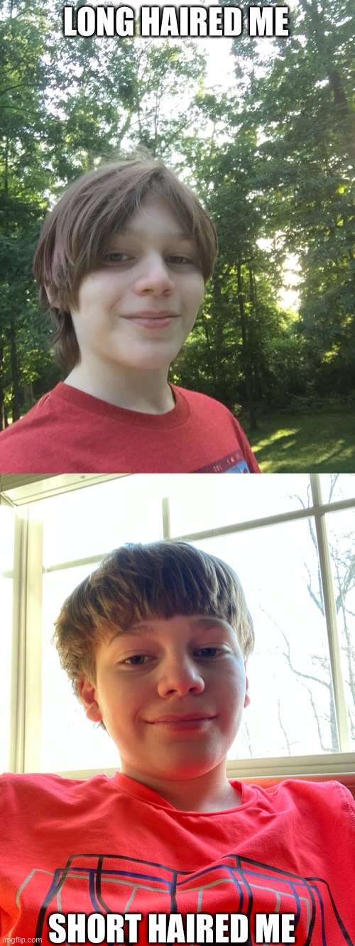 Ngl that second picture turned out better than I thought | LONG HAIRED ME; SHORT HAIRED ME | made w/ Imgflip meme maker