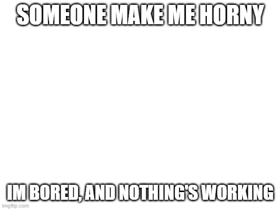 Blank White Template | SOMEONE MAKE ME HORNY; IM BORED, AND NOTHING'S WORKING | image tagged in blank white template | made w/ Imgflip meme maker