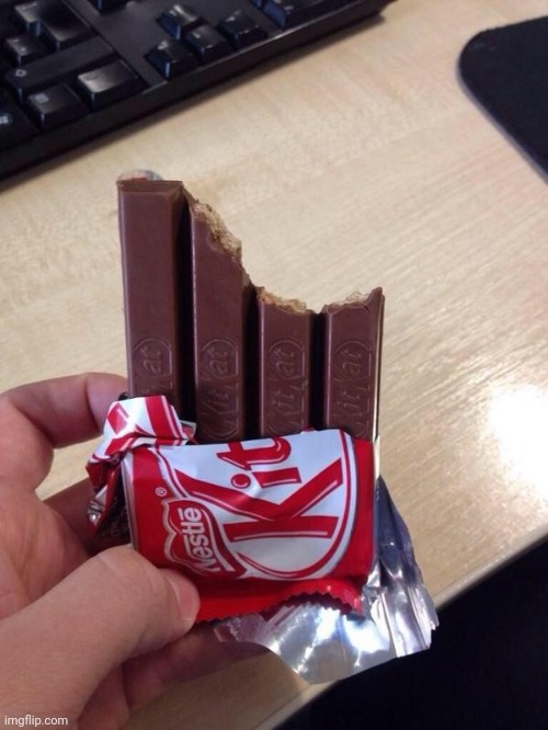 Eating a Kit Kat | image tagged in eating a kit kat | made w/ Imgflip meme maker