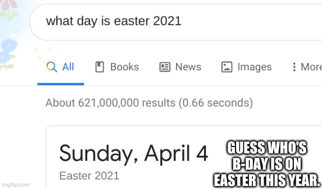 me. | GUESS WHO'S B-DAY IS ON EASTER THIS YEAR. | made w/ Imgflip meme maker