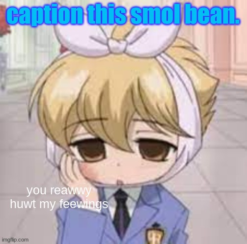 Honey-Senpai | caption this smol bean. | image tagged in honey-senpai | made w/ Imgflip meme maker