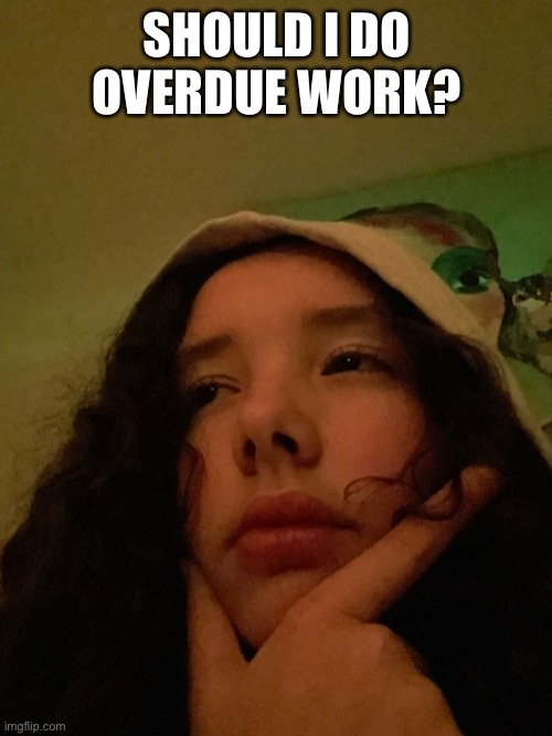 No, I don’t think I will. | SHOULD I DO OVERDUE WORK? | image tagged in yey | made w/ Imgflip meme maker