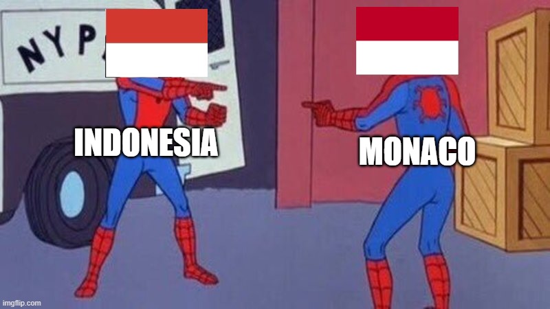 twin states | INDONESIA; MONACO | image tagged in spiderman pointing at spiderman,memes,funny,gifs | made w/ Imgflip meme maker