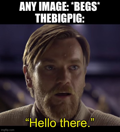 Hello there | ANY IMAGE: *BEGS*
THEBIGPIG:; “Hello there.” | image tagged in hello there,upvote begging,thebigpig,memes,funny,starwars | made w/ Imgflip meme maker