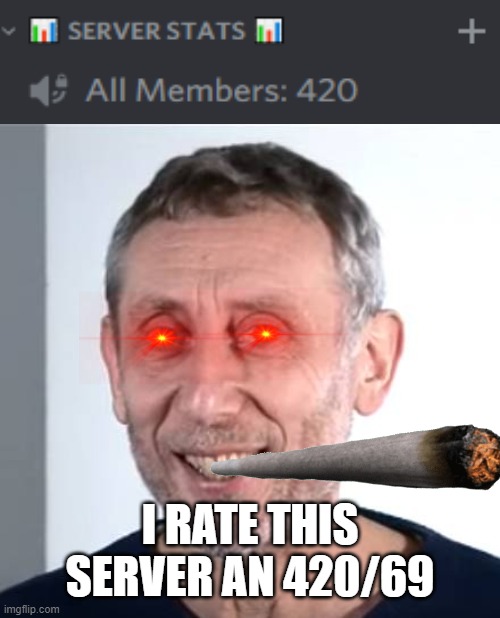 42069 | I RATE THIS SERVER AN 420/69 | image tagged in nice michael rosen | made w/ Imgflip meme maker