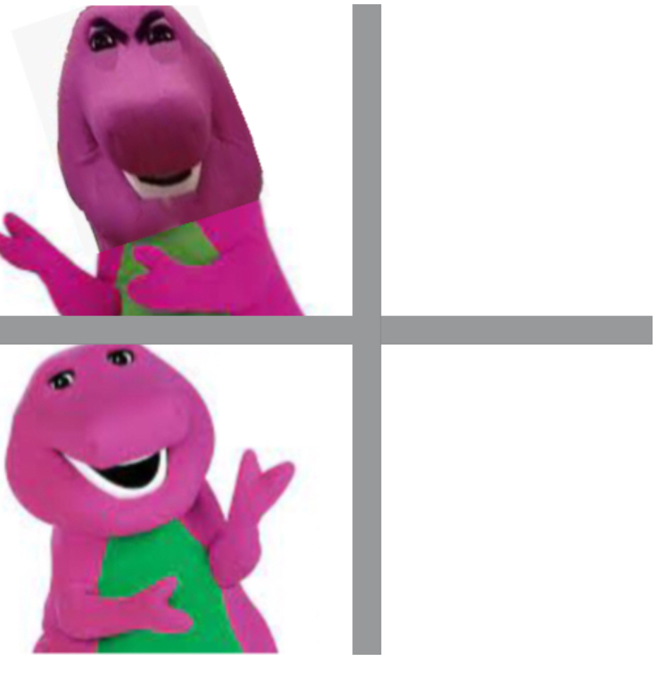 High Quality Barney yes no Blank Meme Template