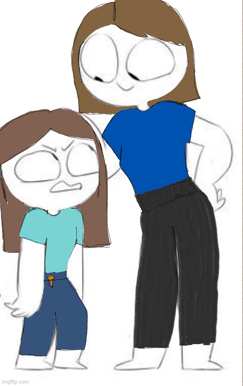 This is me and my sister xD. I got reaaally bored. Too lazy to do our skin :/ | image tagged in shes not that short lol | made w/ Imgflip meme maker