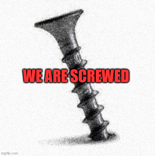 SCREWED | WE ARE SCREWED | image tagged in screwed | made w/ Imgflip meme maker