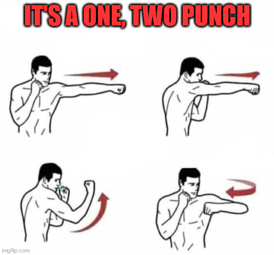 punch combo | IT'S A ONE, TWO PUNCH | image tagged in punch combo | made w/ Imgflip meme maker