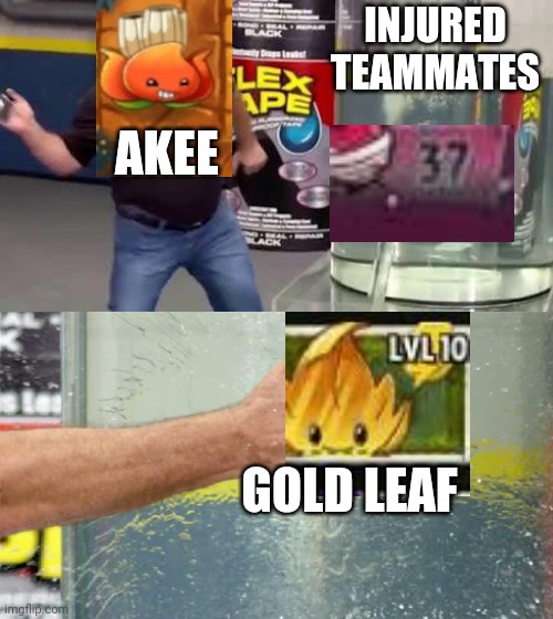 Flex Tape | INJURED TEAMMATES; AKEE; GOLD LEAF | image tagged in flex tape | made w/ Imgflip meme maker