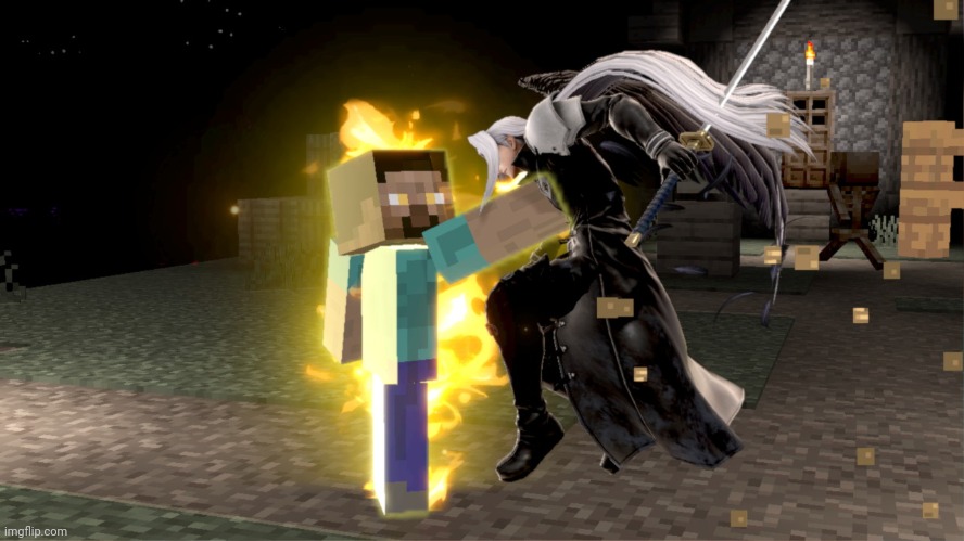 Steve saw sephiroth murder his dog | image tagged in memes,minecraft | made w/ Imgflip meme maker