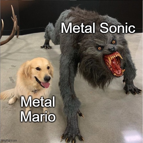 They are extremely similar, yet different at the same time. | Metal Sonic; Metal Mario | image tagged in memes,dog vs werewolf,mario,sonic,gaming,metal | made w/ Imgflip meme maker