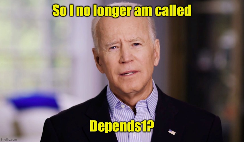 Joe Biden 2020 | So I no longer am called Depends1? | image tagged in joe biden 2020 | made w/ Imgflip meme maker