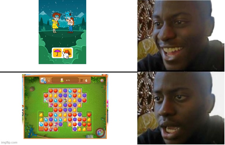 expectation vs. Reality of Gardenscapes | image tagged in disappointed black guy | made w/ Imgflip meme maker
