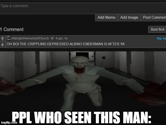 RUN FOR YOUR FCKN LIFE | PPL WHO SEEN THIS MAN: | image tagged in cursed comment,scp-096 | made w/ Imgflip meme maker