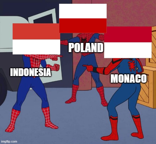 TRIPLE TWIN ( part 2 ) | POLAND; INDONESIA; MONACO | image tagged in memes,funny,spider man triple | made w/ Imgflip meme maker