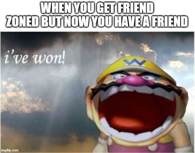 Ive won | WHEN YOU GET FRIEND ZONED BUT NOW YOU HAVE A FRIEND | image tagged in ive won | made w/ Imgflip meme maker