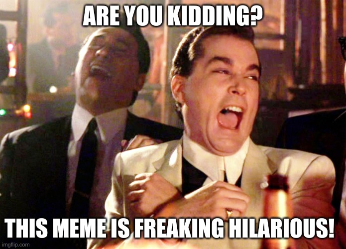 Good Fellas Hilarious Meme | ARE YOU KIDDING? THIS MEME IS FREAKING HILARIOUS! | image tagged in memes,good fellas hilarious | made w/ Imgflip meme maker