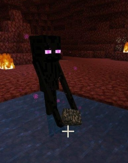 High Quality enderman holding bedrock in water in the nether Blank Meme Template