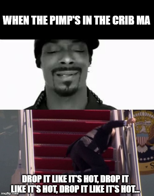 I'm sorry but I had to do it | WHEN THE PIMP'S IN THE CRIB MA; DROP IT LIKE IT'S HOT, DROP IT LIKE IT'S HOT, DROP IT LIKE IT'S HOT... | image tagged in memes,funny,drop it like it's hot,joe biden falling,i had to do this | made w/ Imgflip meme maker