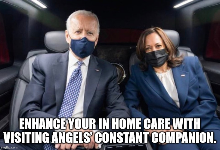 ENHANCE YOUR IN HOME CARE WITH VISITING ANGELS’ CONSTANT COMPANION. | image tagged in creepy joe biden | made w/ Imgflip meme maker