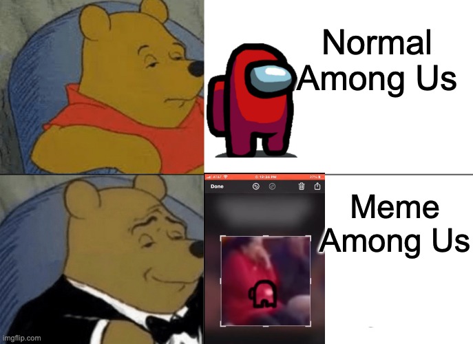 Tuxedo Winnie The Pooh Meme | Normal Among Us; Meme Among Us | image tagged in memes,tuxedo winnie the pooh | made w/ Imgflip meme maker