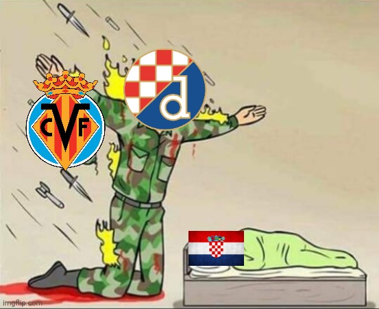 Will Dinamo Zagreb do the impossible against Villarreal??? | image tagged in soldier protecting sleeping child,dinamo zagreb,villarreal,europa league,memes | made w/ Imgflip meme maker