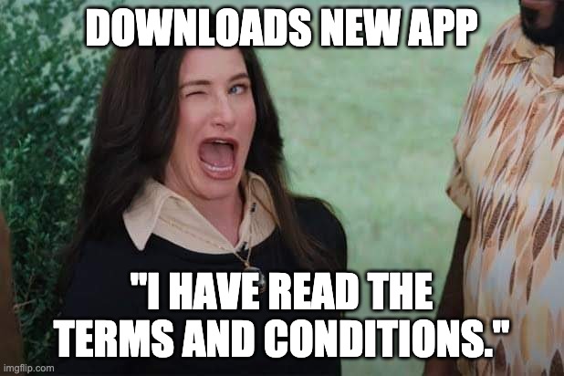 WandaVision Agnes wink |  DOWNLOADS NEW APP; "I HAVE READ THE TERMS AND CONDITIONS." | image tagged in wandavision agnes wink | made w/ Imgflip meme maker