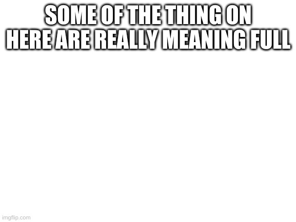 Blank White Template | SOME OF THE THING ON HERE ARE REALLY MEANING FULL | image tagged in blank white template | made w/ Imgflip meme maker