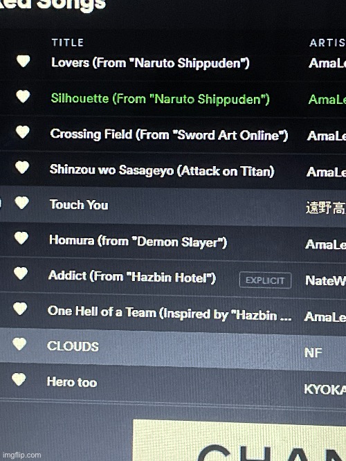AOT and kny is cursed now. | image tagged in spotify | made w/ Imgflip meme maker