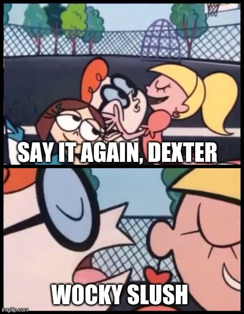 Say it Again, Dexter | SAY IT AGAIN, DEXTER; WOCKY SLUSH | image tagged in memes,say it again dexter | made w/ Imgflip meme maker