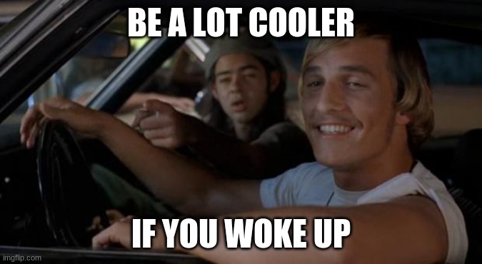 It'd Be A Lot Cooler If You Did | BE A LOT COOLER IF YOU WOKE UP | image tagged in it'd be a lot cooler if you did | made w/ Imgflip meme maker