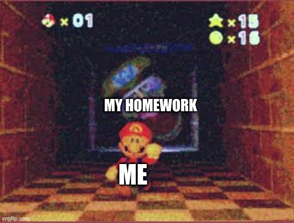 Wario Apparition | MY HOMEWORK; ME | image tagged in wario apparition | made w/ Imgflip meme maker